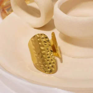 Hammered Gold Open Statement Ring
