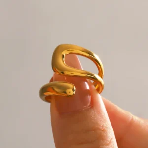 Geometric Gold Open Ring