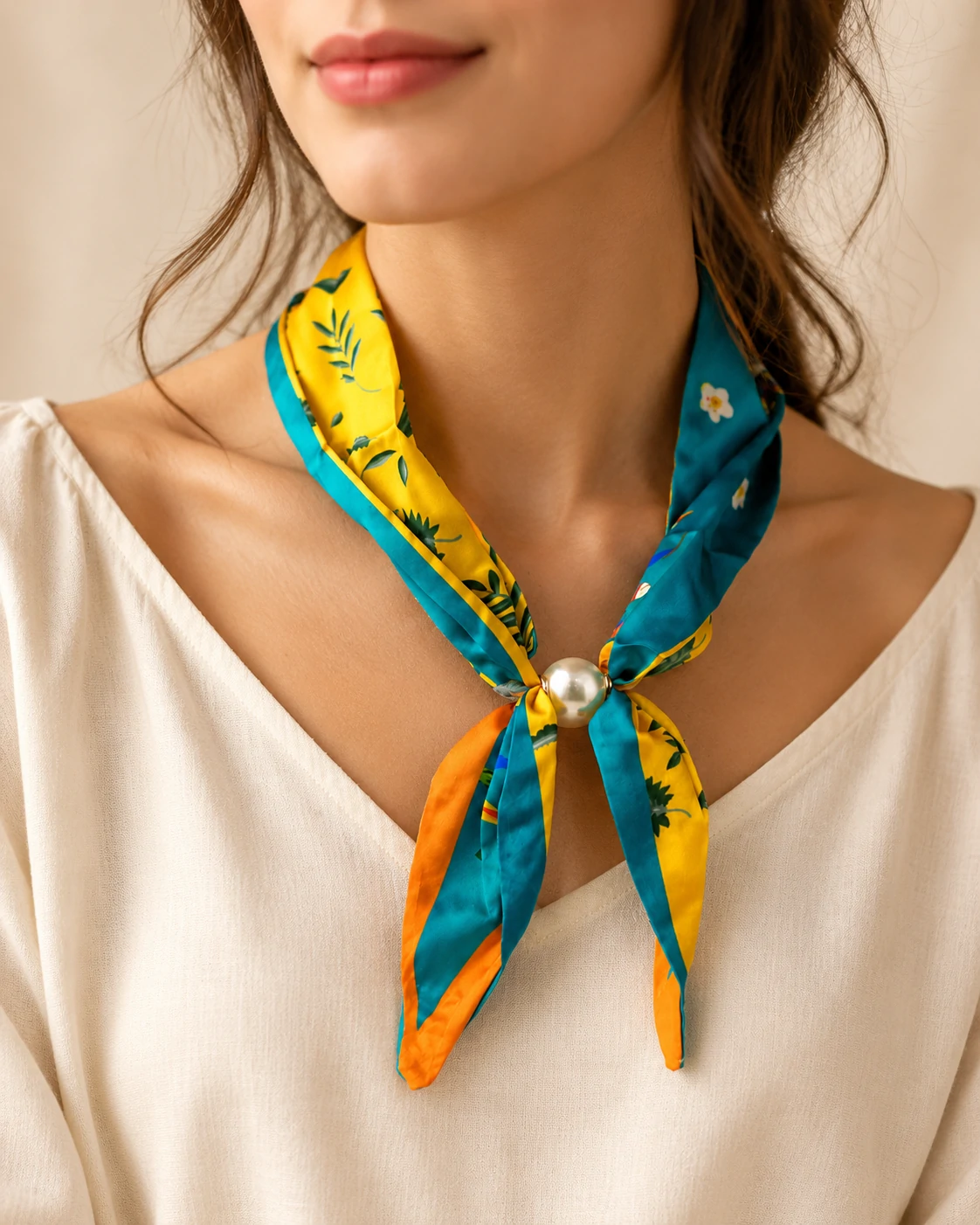 Tropical Pearl Scarf Necklace