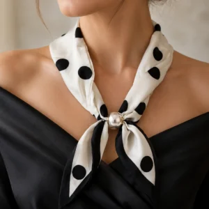 Bold Dots Pearl Scarf Necklace