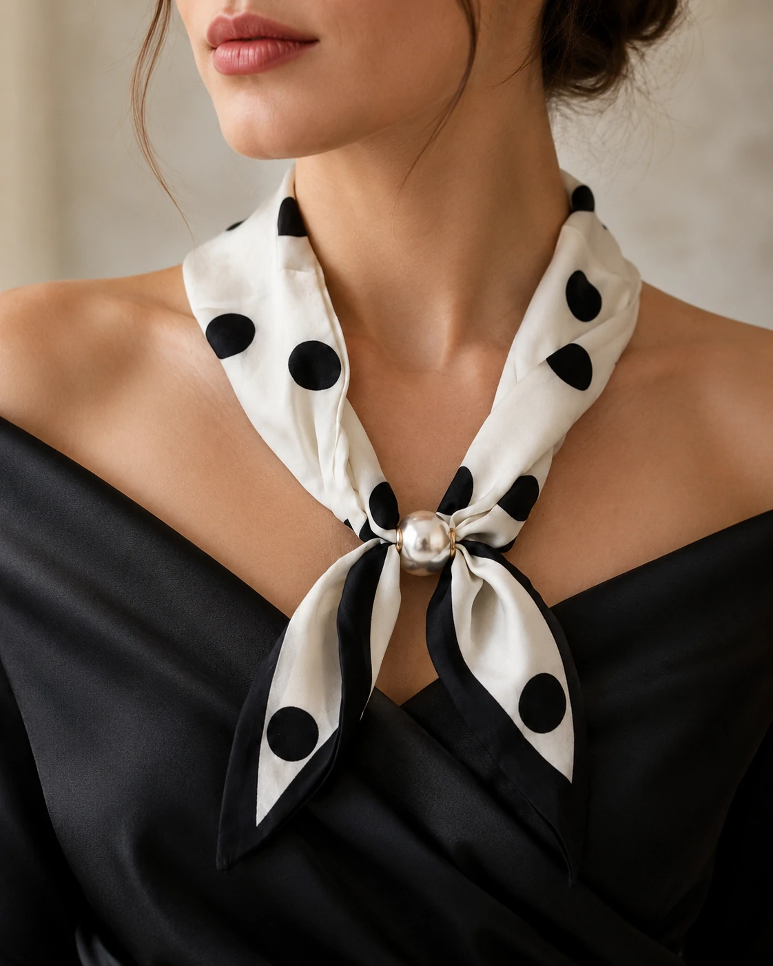 Bold Dots Pearl Scarf Necklace