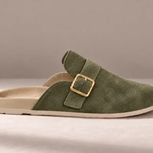 Winter Belle Suede Slipper – Olive
