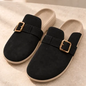 Winter Belle Suede Slipper – Black